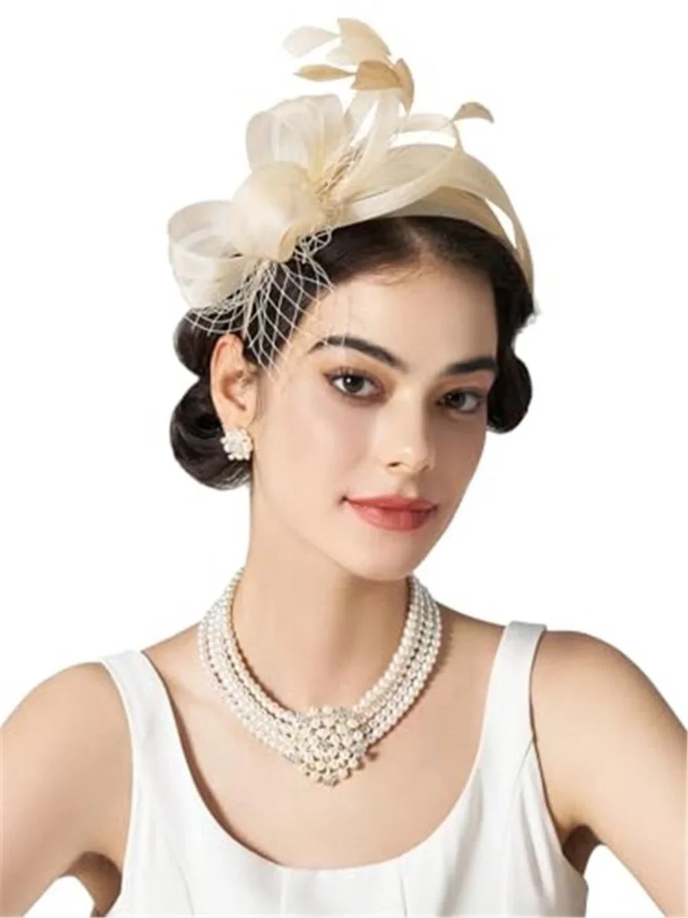 Fascinators Headband with Feather, Women's Tea Party Hat for Kentucky